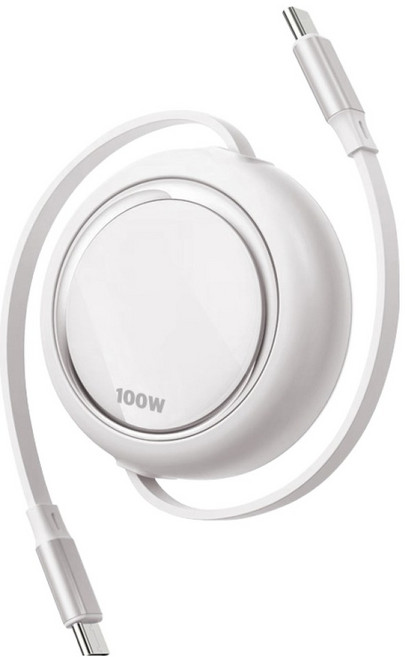 뉴클 C타입 자동감김 초고속 충전 릴케이블 100W, 화이트, 1개, 100cm