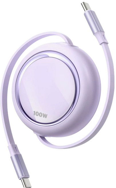 뉴클 C타입 자동감김 초고속 충전 릴케이블 100W, 퍼플, 1개, 100cm