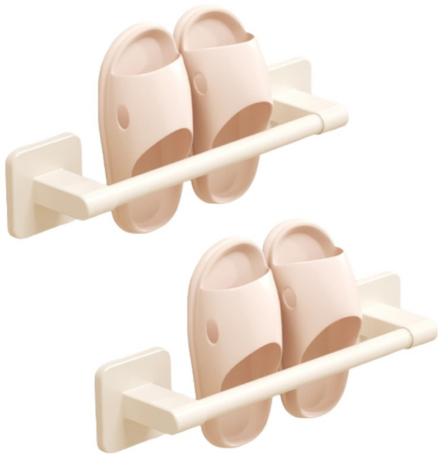 아이디어룸 무타공 실내화 욕실화 거치대, 화이트, 2개