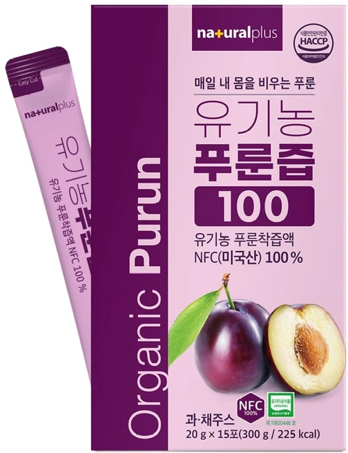 내츄럴플러스 유기농 푸룬즙 100 15p, 300g, 1개 - 쿠팡