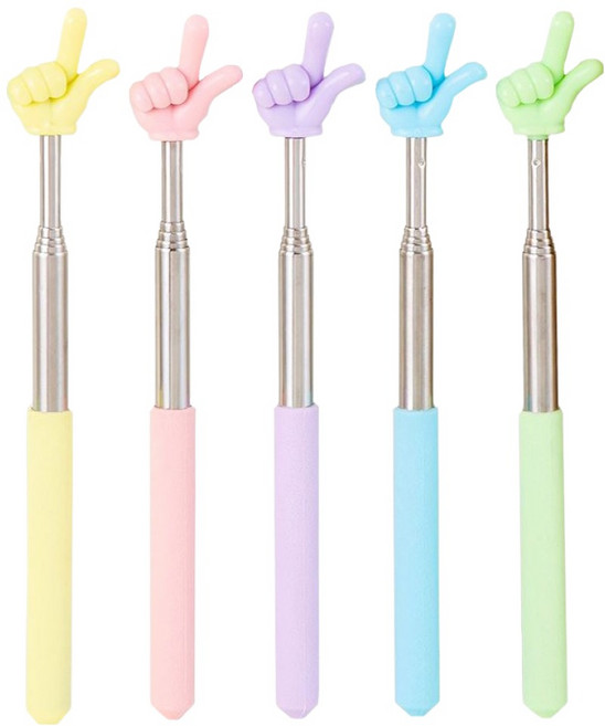 퍼줌 5단 손가락 지시봉 5종 세트, 노랑, 연분홍, 연보라, 하늘, 연두, 1세트