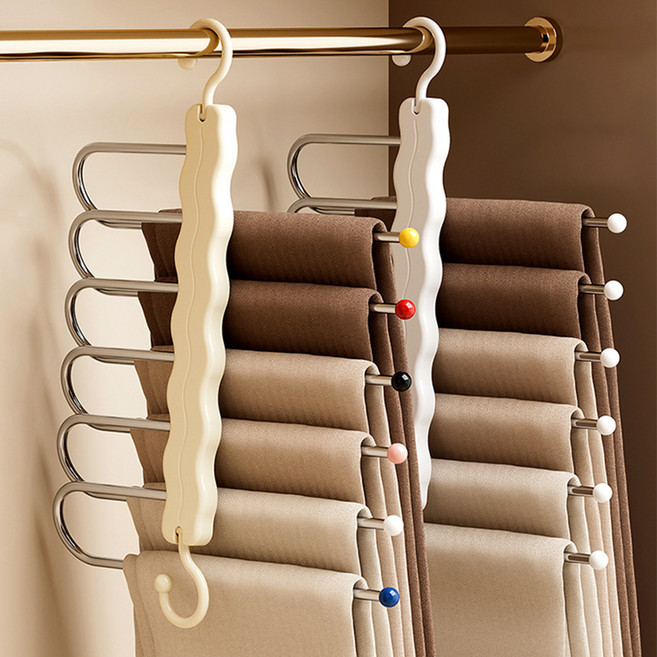 생활업글연구소 논슬립 6단 접이식 바지걸이, 혼합색상, 1개