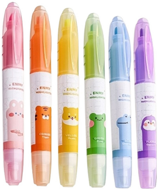 코히모 지워지는 대용량 형광펜 6종 세트 5W0264, 형광색 계열, 1세트