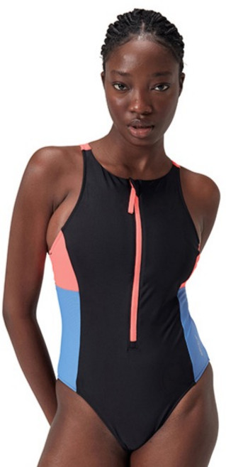 스피도 여성용 컬러블록 프론트 지퍼 원피스 수영복 아시안핏 8-00442100334