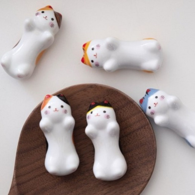하늘 보는 고양이 젓가락 받침 5종 세트, 혼합색상, 1세트