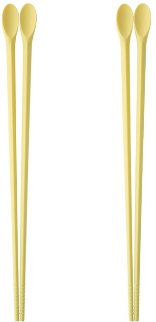 이지실리 실리콘 스푼겸용 튀김 요리 젓가락, 옐로우, 2개
