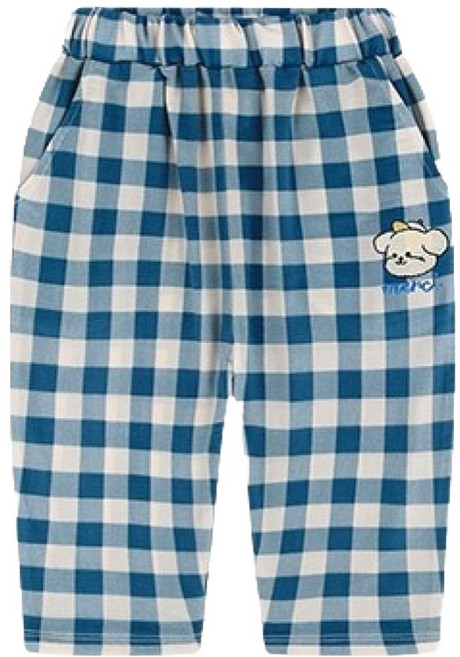 밀크마일 유아용 냉감 통기성 해피 퍼피 시원 체크 7부 팬츠