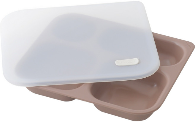 탁가온 네모 4구 식판 + 뚜껑 세트, 브라운 + 아이보리, 1세트