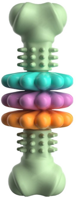 순잠 반려동물 튼튼한 이갈이 치석제거용 씹는 장난감, 그린, 1개