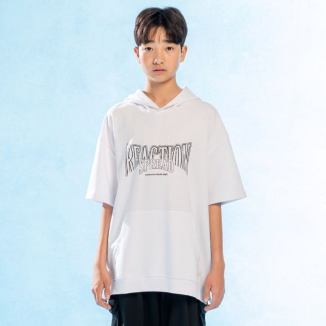 제이씨비 주니어 레터링 나염 코튼 반팔 후드티 U305