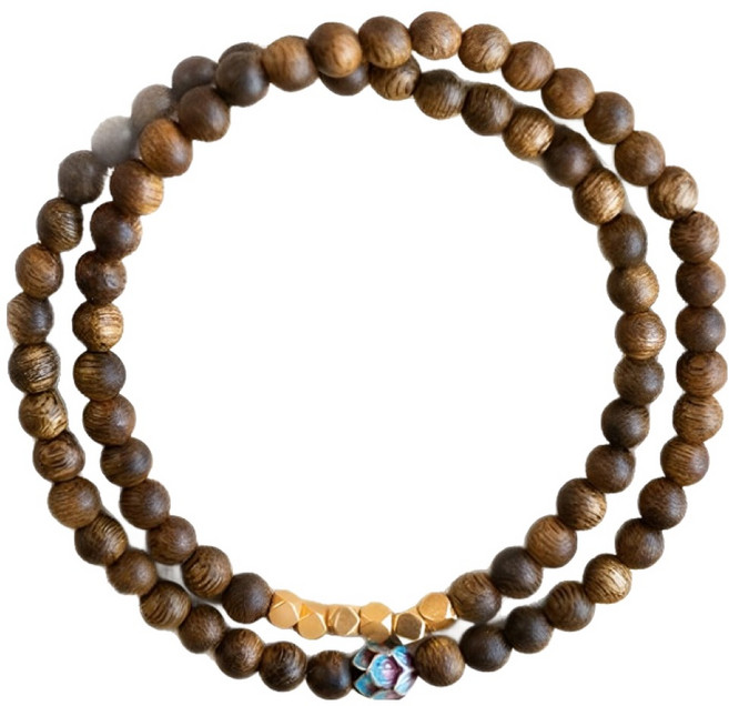 어픽 연꽃 문향 백단나무 염주팔찌 18cm, 브라운, 1개