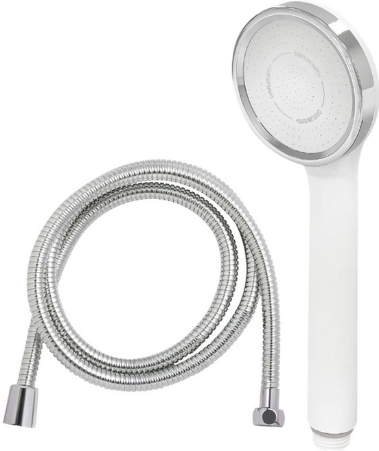 대림바스 1기능 샤워헤드 + 메탈호스 2m 세트, 1개, 무광 화이트(샤워헤드), 실버(호스)