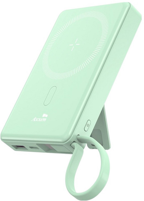 액센 22.5W 맥세이프 고속 무선 충전 보조배터리 10000mAh, 민트, BM113