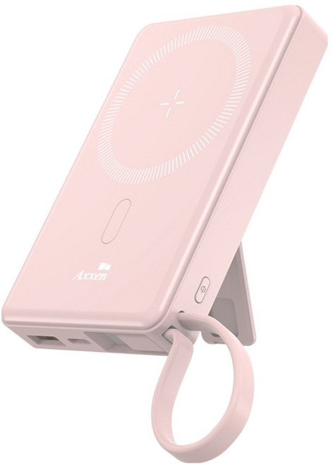 액센 22.5W 맥세이프 고속 무선 충전 보조배터리 10000mAh, 핑크, BM113