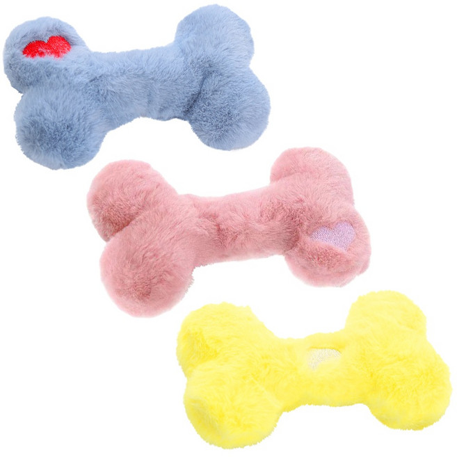 둥둥펫 강아지 보들보들 뼈다귀 애착인형 3종 세트, 핑크, 옐로우, 블루, 1세트