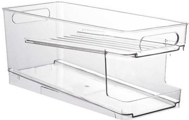 바른리빙 자동 냉장고 캔음료 음료수 정리 보관 트레이, 투명, 1개