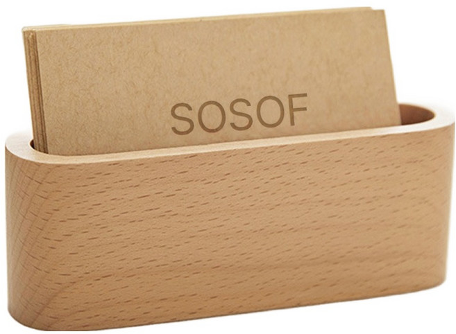 어스비 라운드 원목 명함 꽂이 거치대 비치우드, 1개, 1단