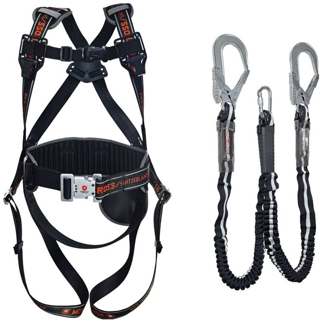 몽크로스 전체식 안전대 + 일체형 Y죔줄 + 공구파우치 세트, 혼합색상, 1세트