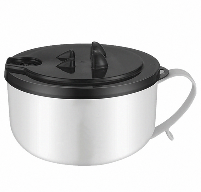 AHOYE 304帶蓋泡麵碗/隔熱碗/湯麵碗 1.3L, 1個, 不鏽鋼色