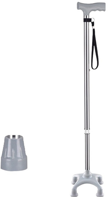 스모글 안전 미끄럼방지 랜턴 지팡이 한발 + 네발 세트, 실버, 1세트