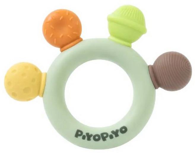 PiYOPiYO 黃色小鴨 鉑金矽膠防吃手甜甜圈固齒器 10.5 x 8.5cm, 薄荷綠, 1個, 固齒器