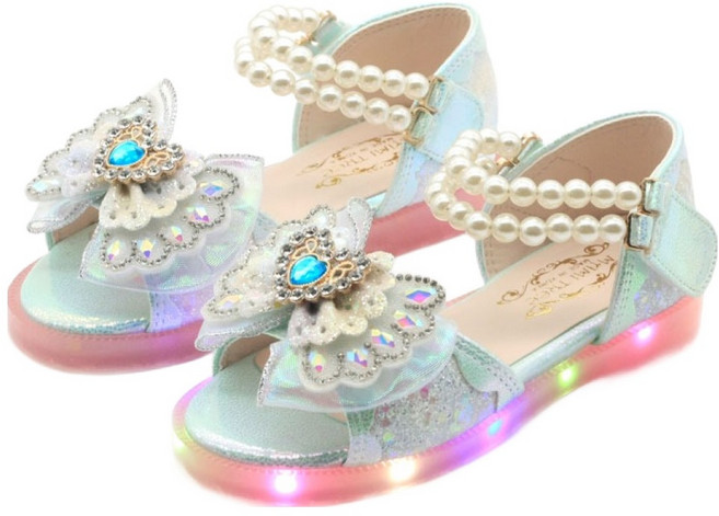 마미트리 여아용 RS 파스텔 구슬 LED 샌들