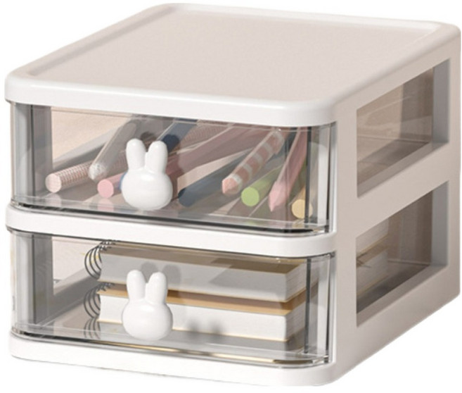 마켓링 깔끔한 책상정리함, 화이트, 2단