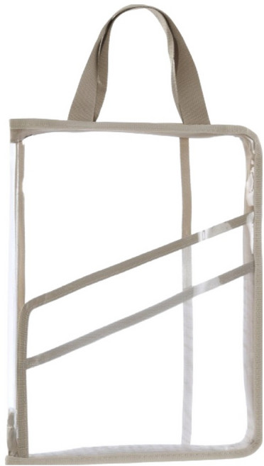 도큐모 A4 투명 손잡이 서류 파일 정리 가방, 베이지, 1개