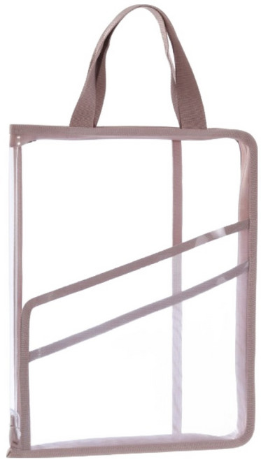 도큐모 A4 투명 손잡이 서류 파일 정리 가방, 핑크, 1개