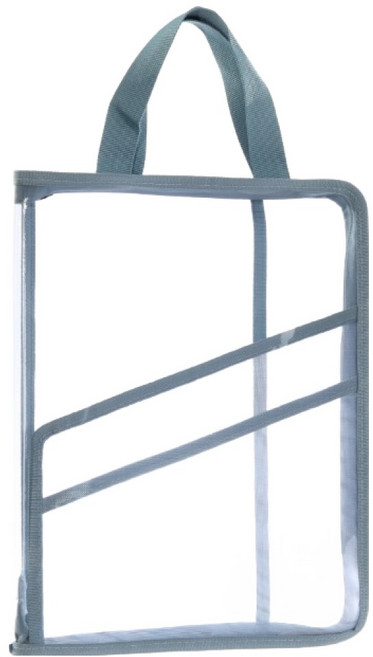 도큐모 A4 투명 손잡이 서류 파일 정리 가방, 블루, 1개