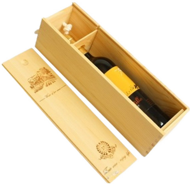 사인포스트 원목 와인 케이스 35 x 10 x 10 cm, 소나무 type-2, 1개