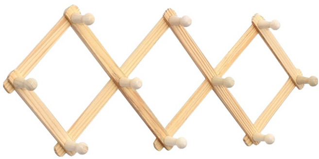 라라공방 원목 자바라 옷걸이 중형, 내추럴우드, 1개