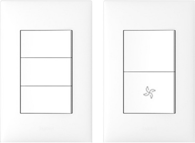 르그랑 아펠라 화이트 Simple 2구 스위치 하단 FAN + 3구 스위치 세트, 1세트