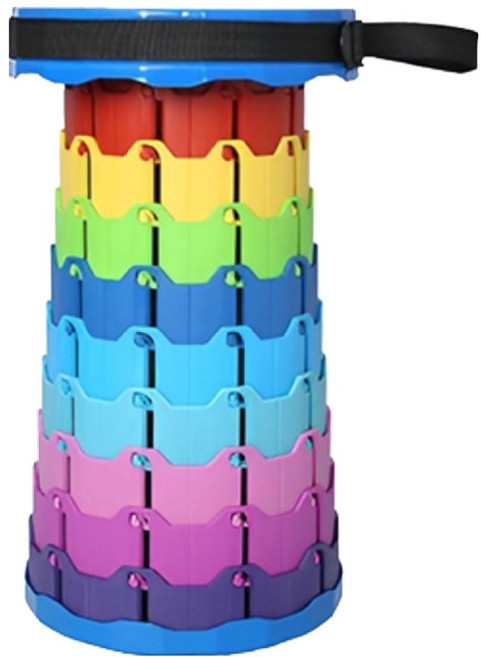 휴대용 야외 캠핑 접이식 높이조절 스툴 의자, 블루, 1개