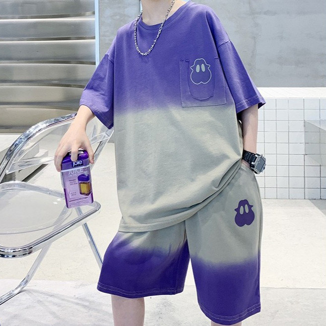 Arbe 남아용 고스트 반팔 티셔츠 + 반바지 세트