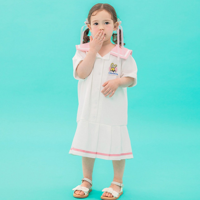멜리코코 여아용 큐티 버니 카라 원피스