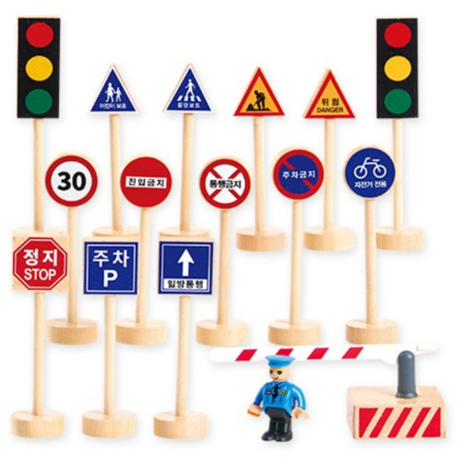 캐스비 플레이 미니 원목 신호등 세트, 혼합색상, 1세트