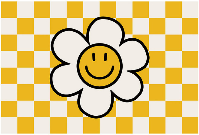 로티쉬 스마일 빨아쓰는 규조토 발매트, 체크 데이지 옐로우