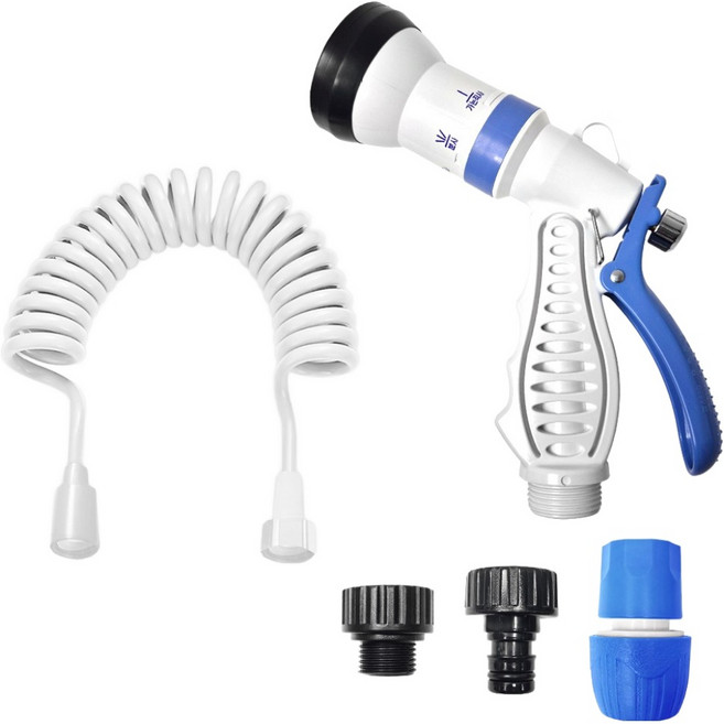 월드크린 다기능 베란다 욕실 청소건 + 코일호스 3m 세트, 1세트, 화이트