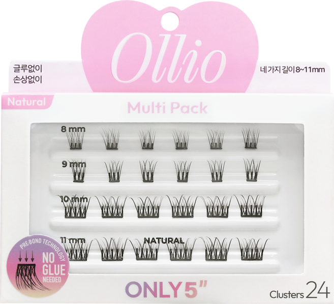 Ollio 노글루 속눈썹 멀티팩 내추럴, 1개, 무색/무향
