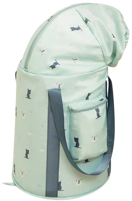 SUNORO 熏蒸泡三合一加高折疊保溫泡腳桶 72cm過膝款, 藍底黑貓, 1個