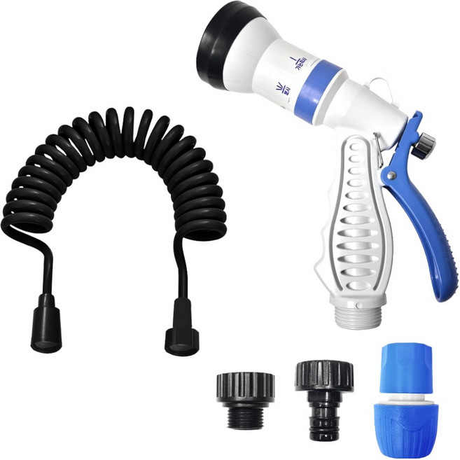 월드크린 다기능 베란다 욕실 청소건 + 코일호스 3m 세트, 1세트, 딥블랙