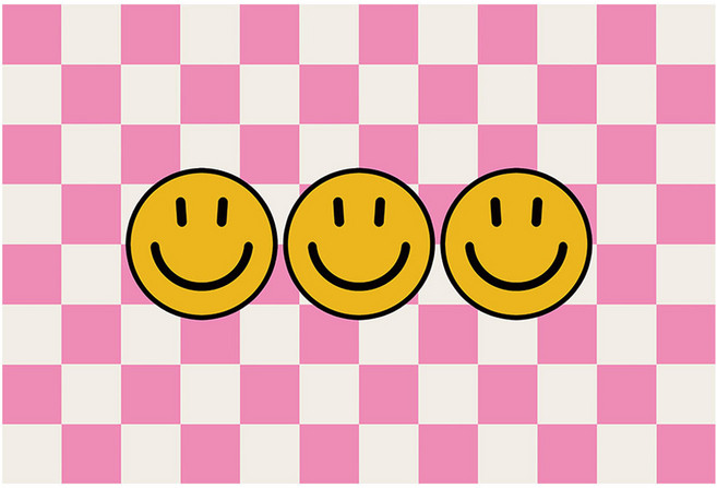 로티쉬 스마일 빨아쓰는 규조토 발매트, 스마일 체크 핑크