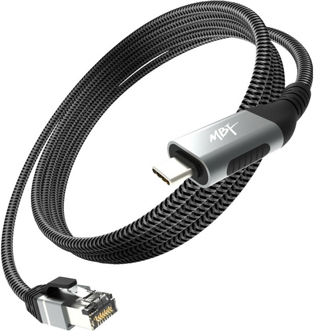 엠비에프 USB C타입 to RJ45 기가비트 인터넷 랜케이블 MBF-CRJ45-5M, 블랙실버, 1개, 5m