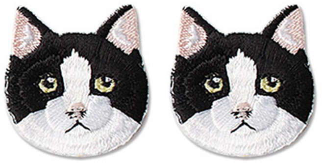 동대문단추왕 열접착식 자수 동물 와펜 패치, 야옹이 블랙, 2개