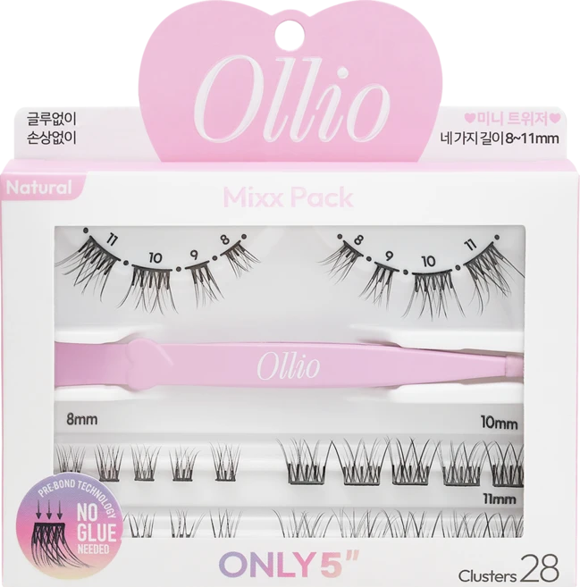 Ollio 노글루 속눈썹 믹스팩 내추럴, 무색 무향, 1개 - 쿠팡