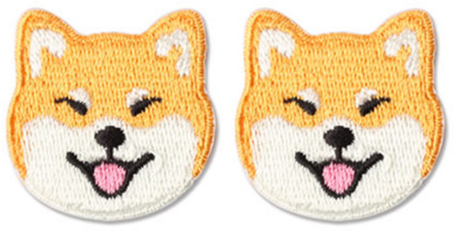 동대문단추왕 열접착식 자수 동물 와펜 패치, 눈웃음시바, 2개