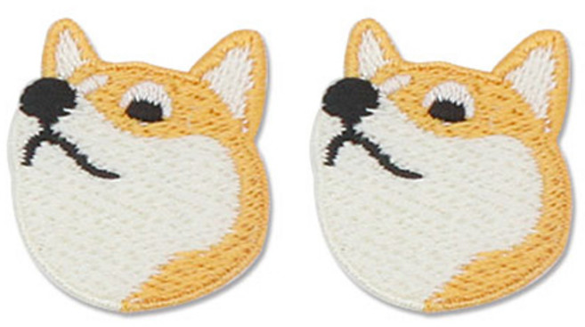 동대문단추왕 열접착식 자수 동물 와펜 패치, 옆모습시바, 2개
