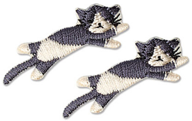 동대문단추왕 열접착식 자수 동물 와펜 패치, 낮잠고양이 차콜, 2개