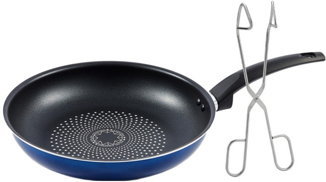 발룬피니 인덕션 겸용 자일란코팅 프라이팬 세트 2개, 혼합색상, 1세트, 프라이팬 28cm + 가위형 삼각 집게